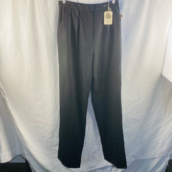 Vintage Woolmark Pure Wool Black High Rise Pleated Trousers Pants - Picture 1 of 7
